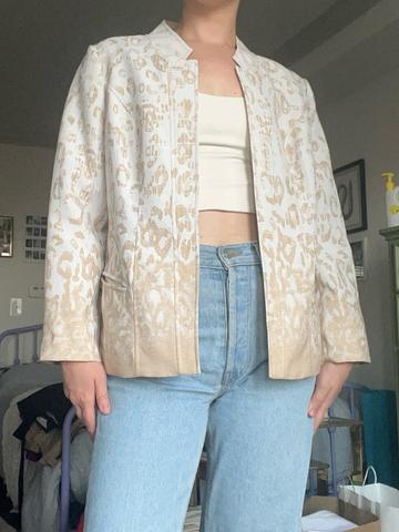 Gold and cream leopard print blazer