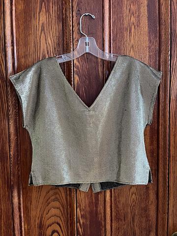 Gold V neck crop top
