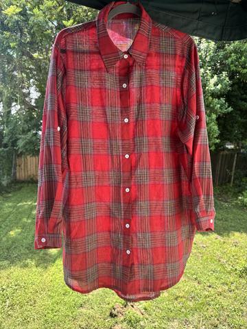 Linen Blend Tunic Plaid