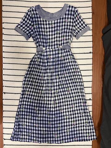 80s Gingham & Floral Dress
