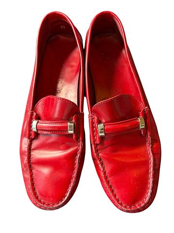 red leather shoes