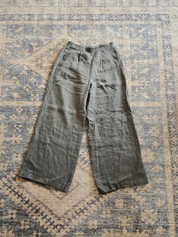 Solid linen wide leg pant