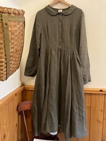 Green twill classic dress