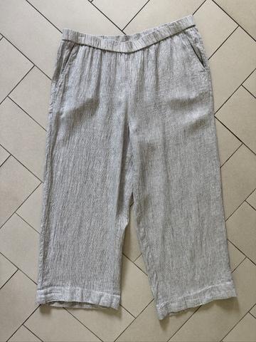 Organic linen crinkle stripe wide leg