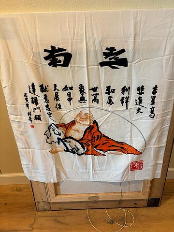 Buddha with Chinese writing panel