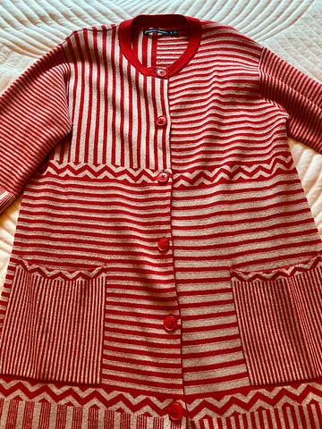 Candy Stripe Wool Sweater Coat