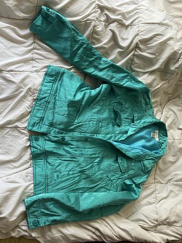 Cyan silk crop jacket