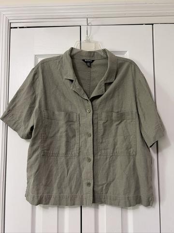 linen blend button-up shirt