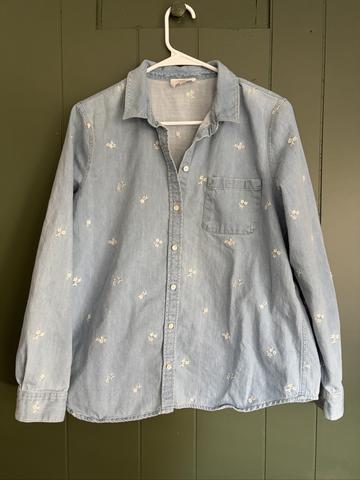 Embroidered denim shirt