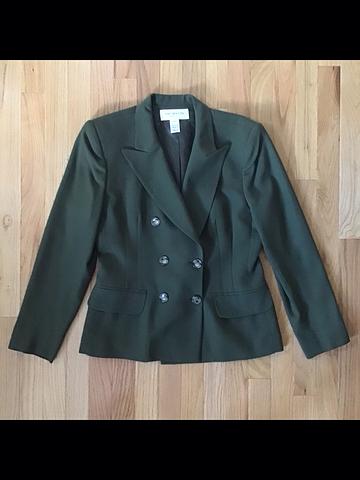 Vintage 90s Loden Green Jones New York USA Made Worsted Wool Blazer (moms closet clean-out)