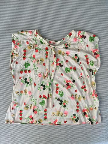 Berries and mushrooms tie-neck top