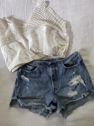 Remade cutoff shorts