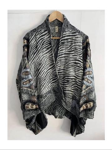 Baba wool Ruana zebra shawl