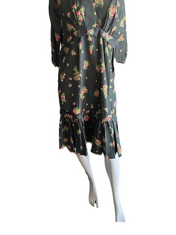 Black Floral Dress 1950s