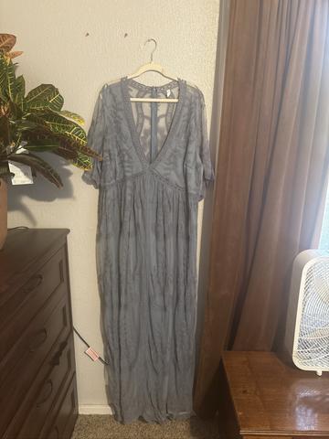 Dusty Blue Pink Blush Dress