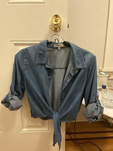 Denim shirt with front ties