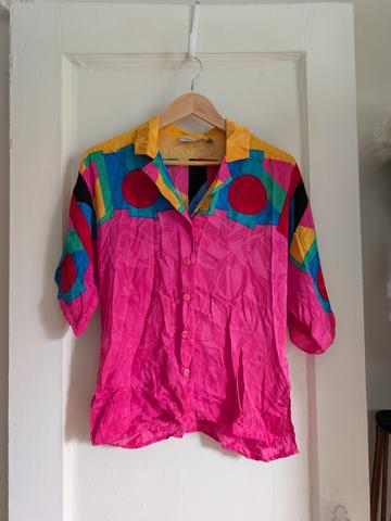 Geometric Print Silk Shirt