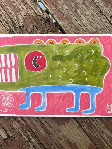 Love me pink monster 11x17 misprint