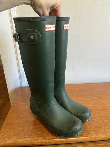 tall green rain boots