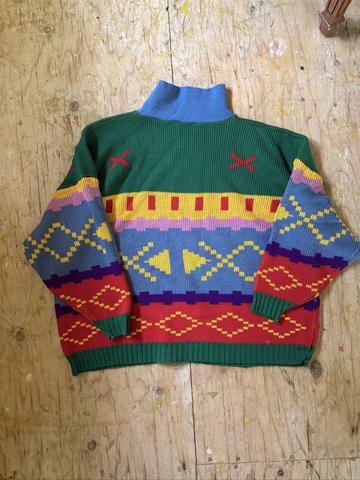 80s Colorful Stripe Acrylic Sweater