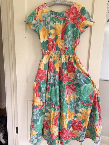 tropical open back resort dress