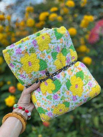 60s floral terry cloth