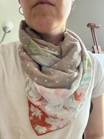 Polka dot and floral scarf