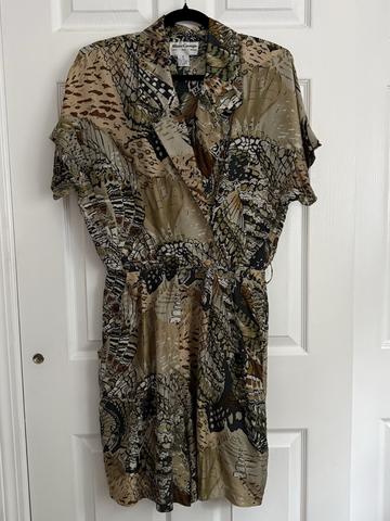 Mixed print silk romper