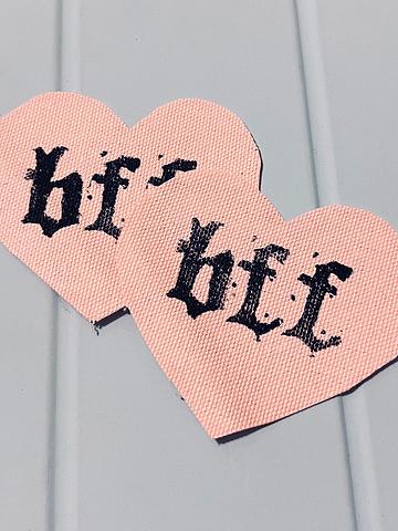 Set of bff pink heart patches