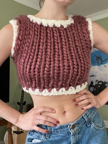 Handmade super chunky knit cropped vest