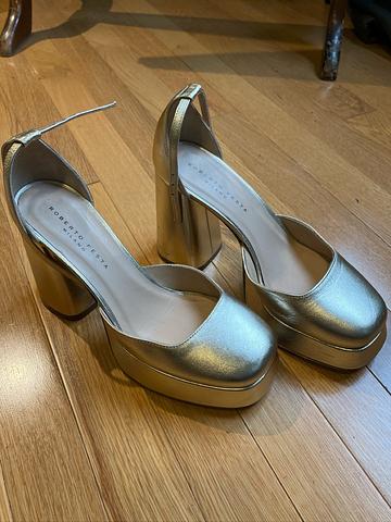 Champagne platform heels