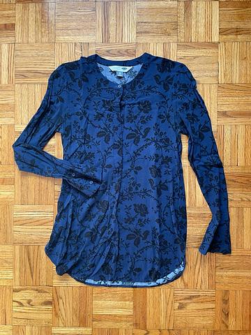 Black & Blue Floral Tunic Blouse