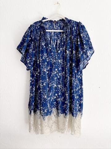 Flowy Mini Dress / Tunic Blue L