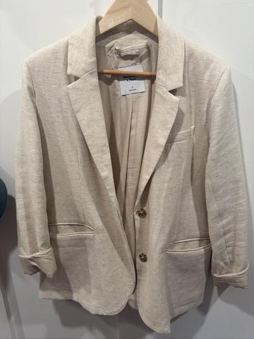Cream linen blaz