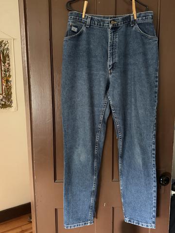tapered blue jeans