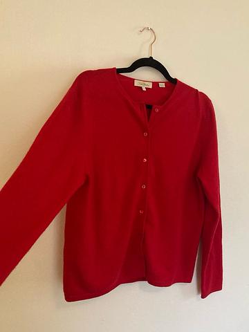 Red cashmere cardigan