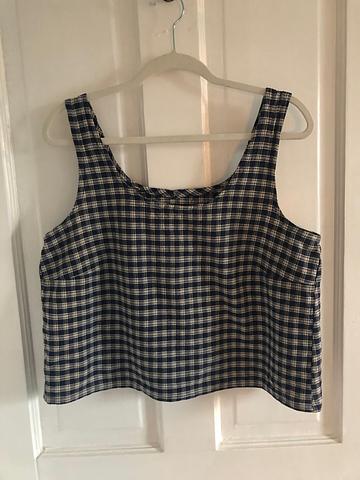 Navy Plaid Tank Top