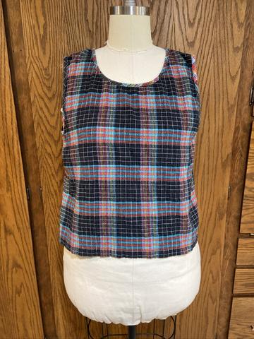 Black plaid tank blouse