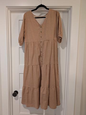 tiered gingham prairie dress