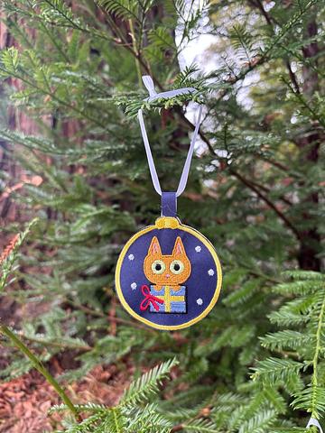 Embroidered cat ornament