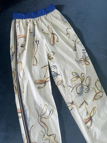 Abstract cotton stretchy waist pants