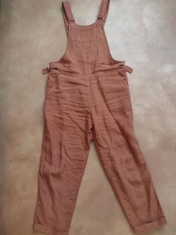 Linen pinafore overalls