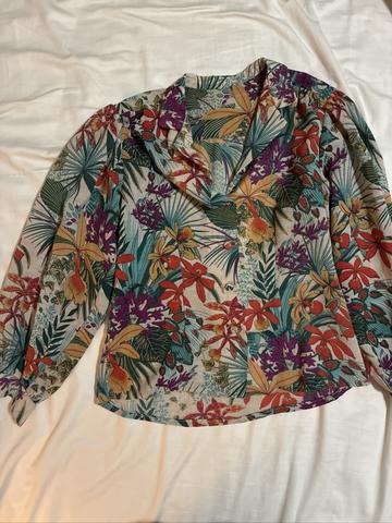 Floral Puff Sleeve Cropped Jacket