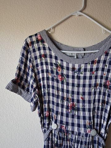 80s Gingham & Floral Dress