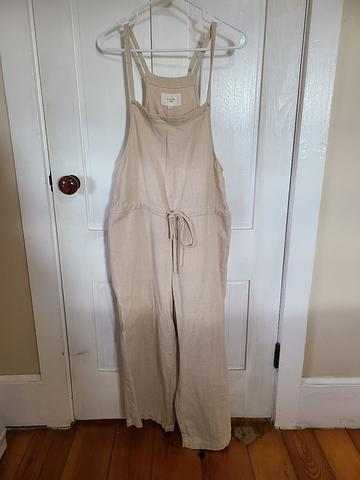 Tie waist ramie overall