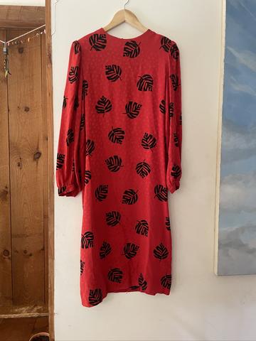 Silk leaf print dress