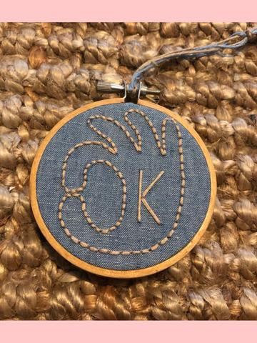 Hand Stitched “OK” Wall Hanging Ornament