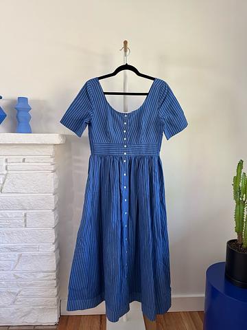 Indira dress, indigo stripe