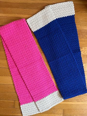Handknit Winter Scarves Solid Blue & Pink
