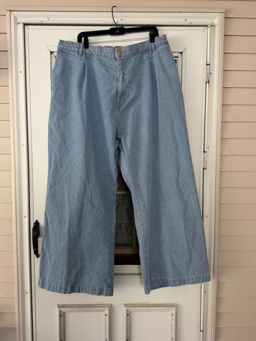 Wide leg denim trousers